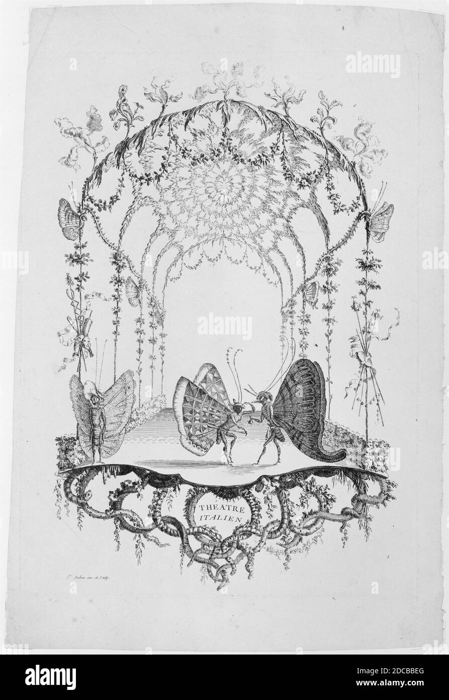 Italienisches Theater (Th&#xe9;atre Italien), von Essai de Papilloneries Humaines par Saint Aubin, ca. 1756-60. Stockfoto