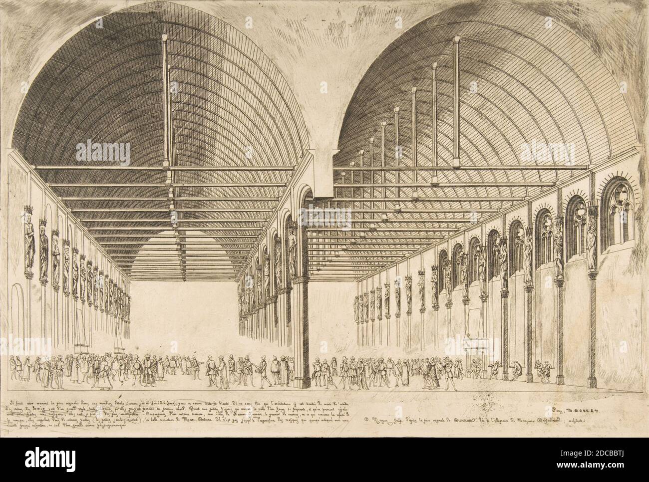 La salle des pas-perdus a l'ancien Palais de Justice (Vorzimmer des alten Palais de Justice, Paris, Reproduktion nach dem Original von Jacques Androuet Du Cerceau), 1855. Stockfoto