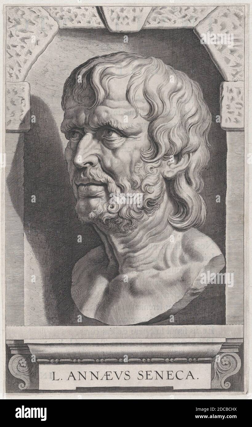 Die Büste von Seneca, in einer Steinnische, ca. 1615. [Ursprünglich glaubte man, Seneca die Jüngere darzustellen]. Stockfoto