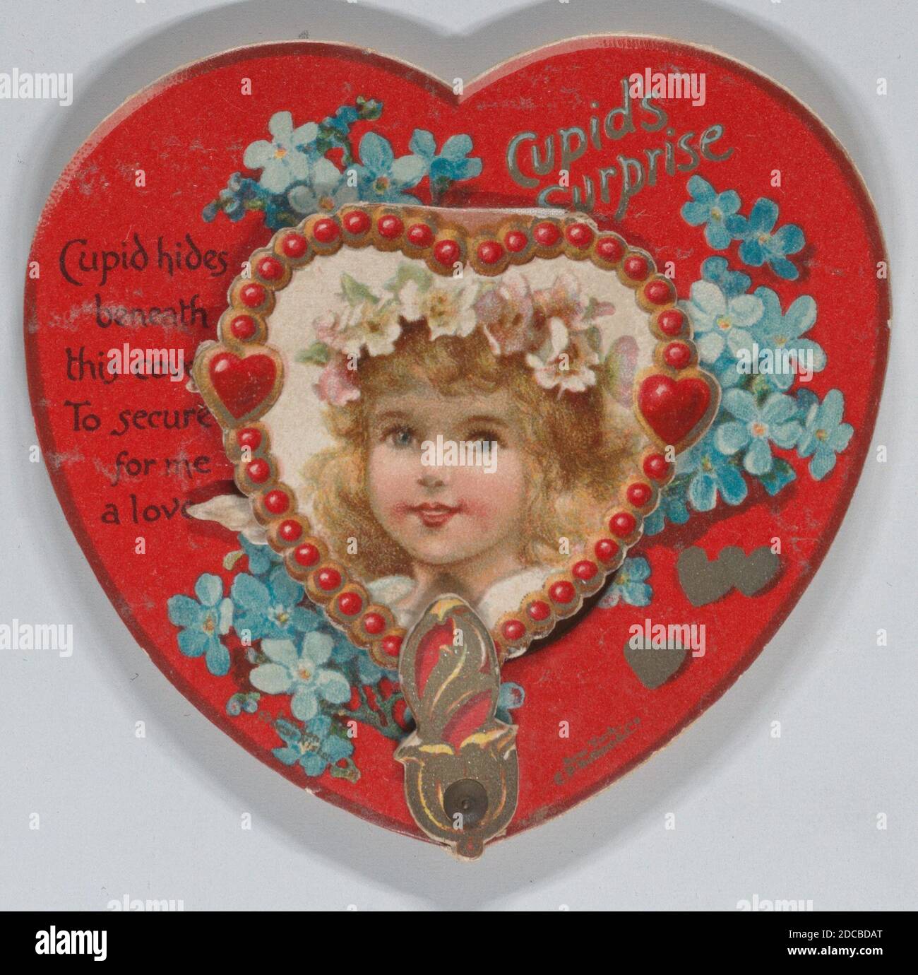 Valentine - mechanisch - Herz öffnet sich zu offenbaren Amor, ca. 1875. Stockfoto