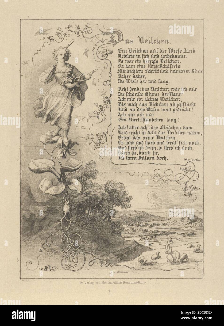 Seerose, Viola, König von Thule, die Rache der Blumen, 1852. [Das Violett, Gedicht von Goethe]. Stockfoto