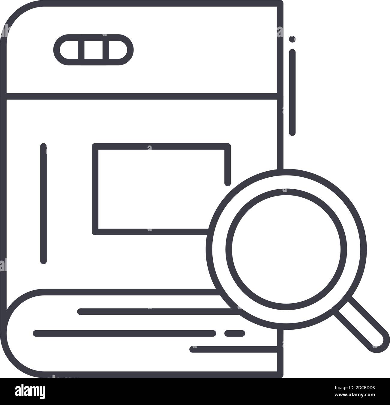 Datenwörterbuch-Symbol, lineare isolierte Illustration, dünner Linienvektor, Webdesign-Zeichen, Umrisskonzept-Symbol mit editierbarer Kontur auf weißem Hintergrund Stock Vektor