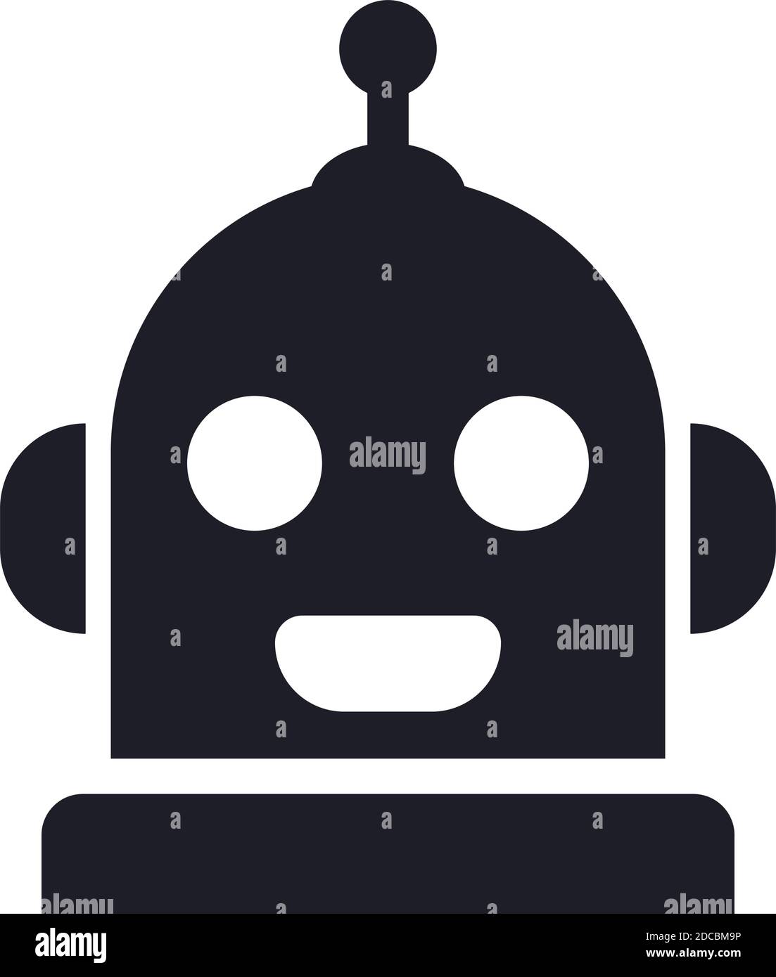 Freundliche Roboter Schädel Roboter Kopf Symbol oder AI Avatar Symbol vektorgrafik Stock Vektor
