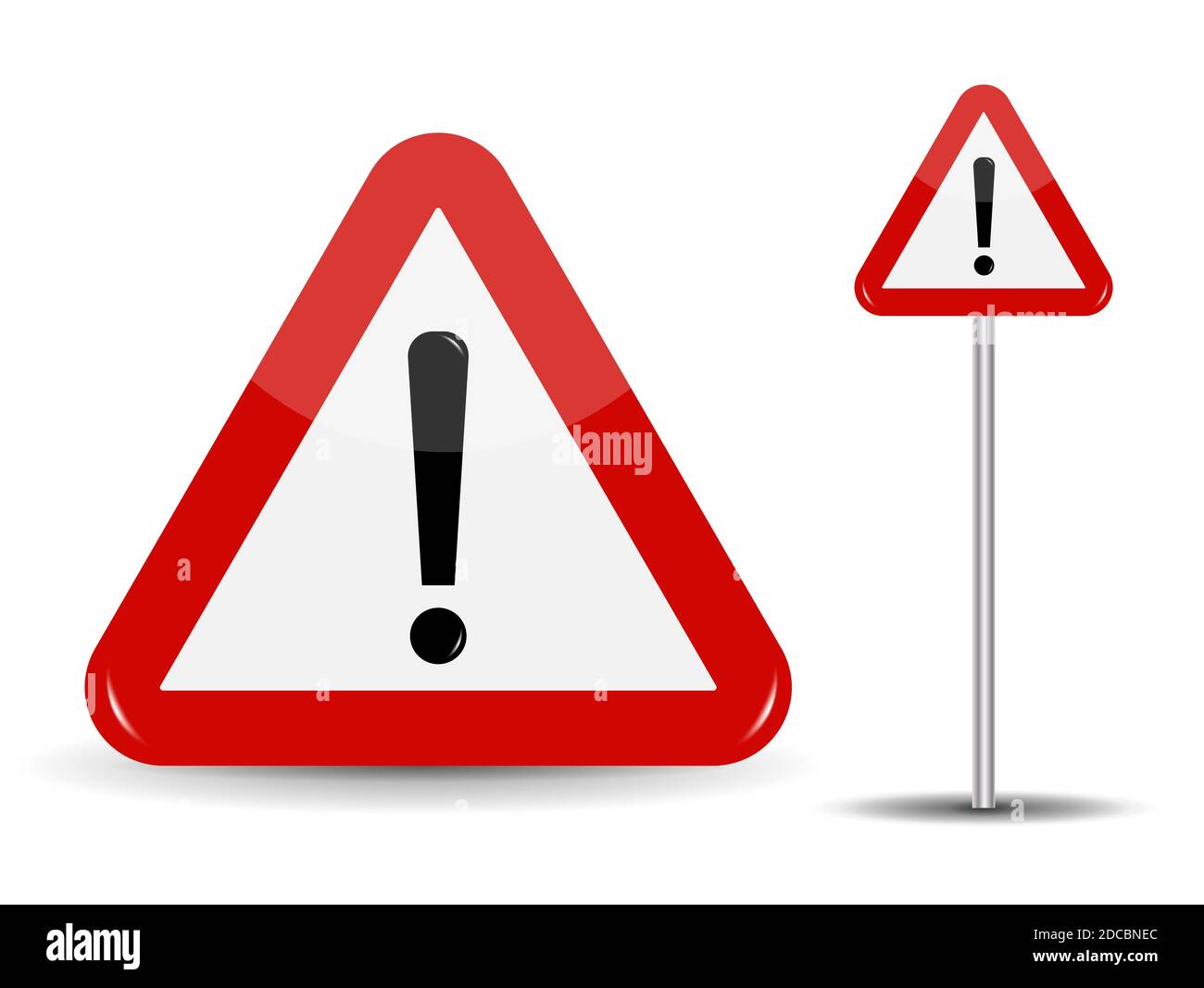 Warnzeichen Straßenschild rotes Dreieck mit Ausrufezeichen. Abbildung Stockfotografie Alamy