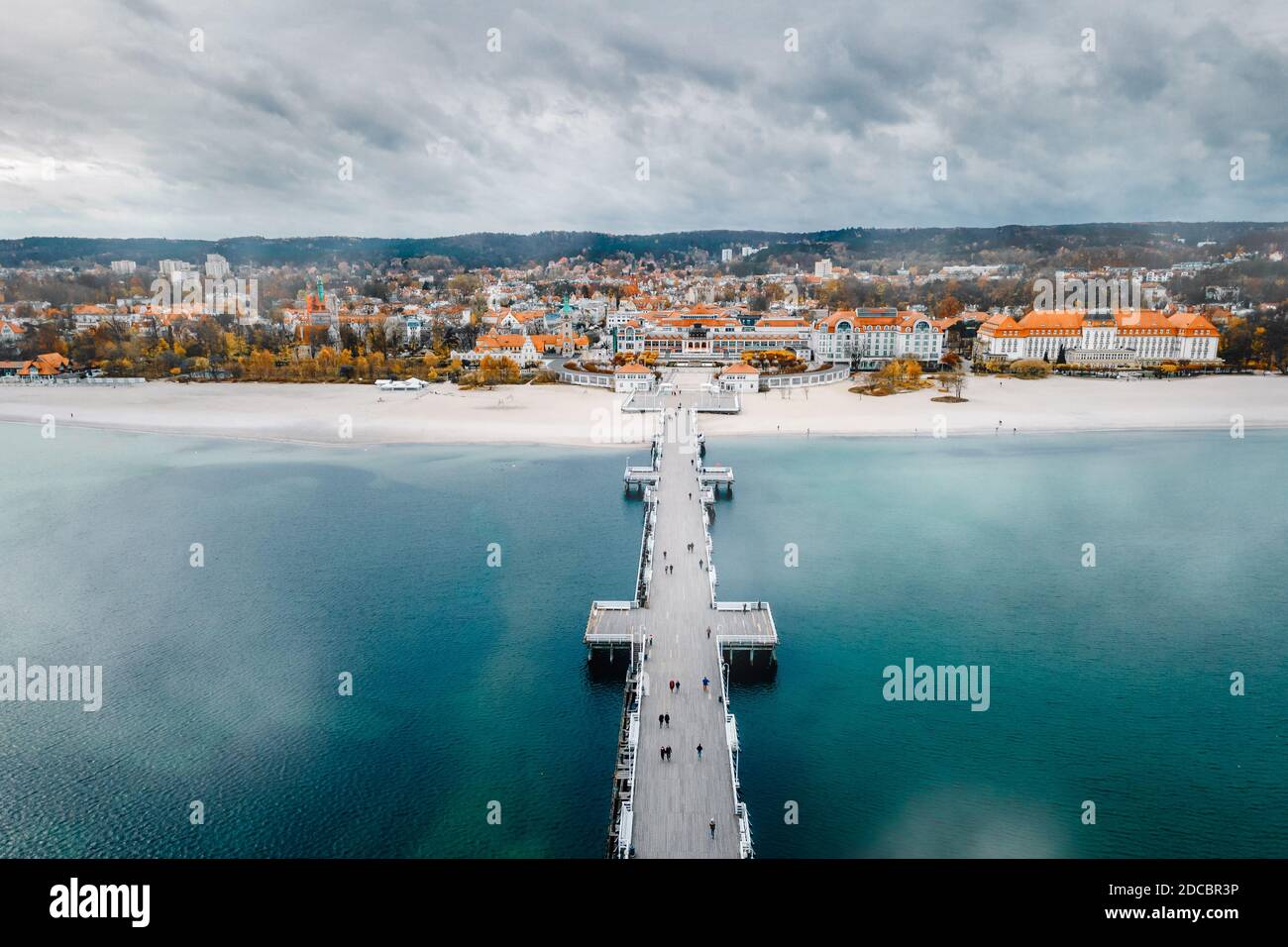 Der Pier in Sopot aus der Luft Stockfoto