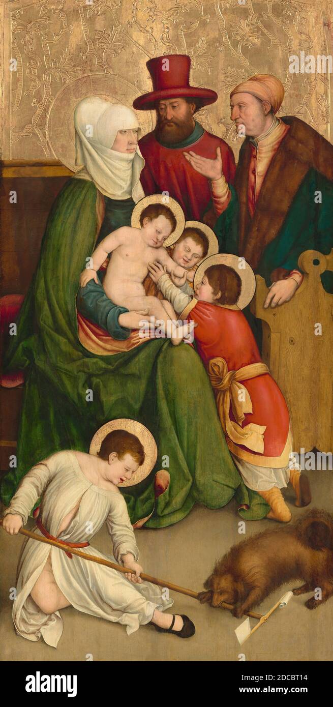 Bernhard Strigel, (Künstler), Deutsch, 1460/1461 - 1528, Heilige Maria Kleophas und ihre Familie, c. 1520/1528, Öl auf Platte, insgesamt: 125.5 x 65.8 cm (49 7/16 x 25 7/8 Zoll Stockfoto