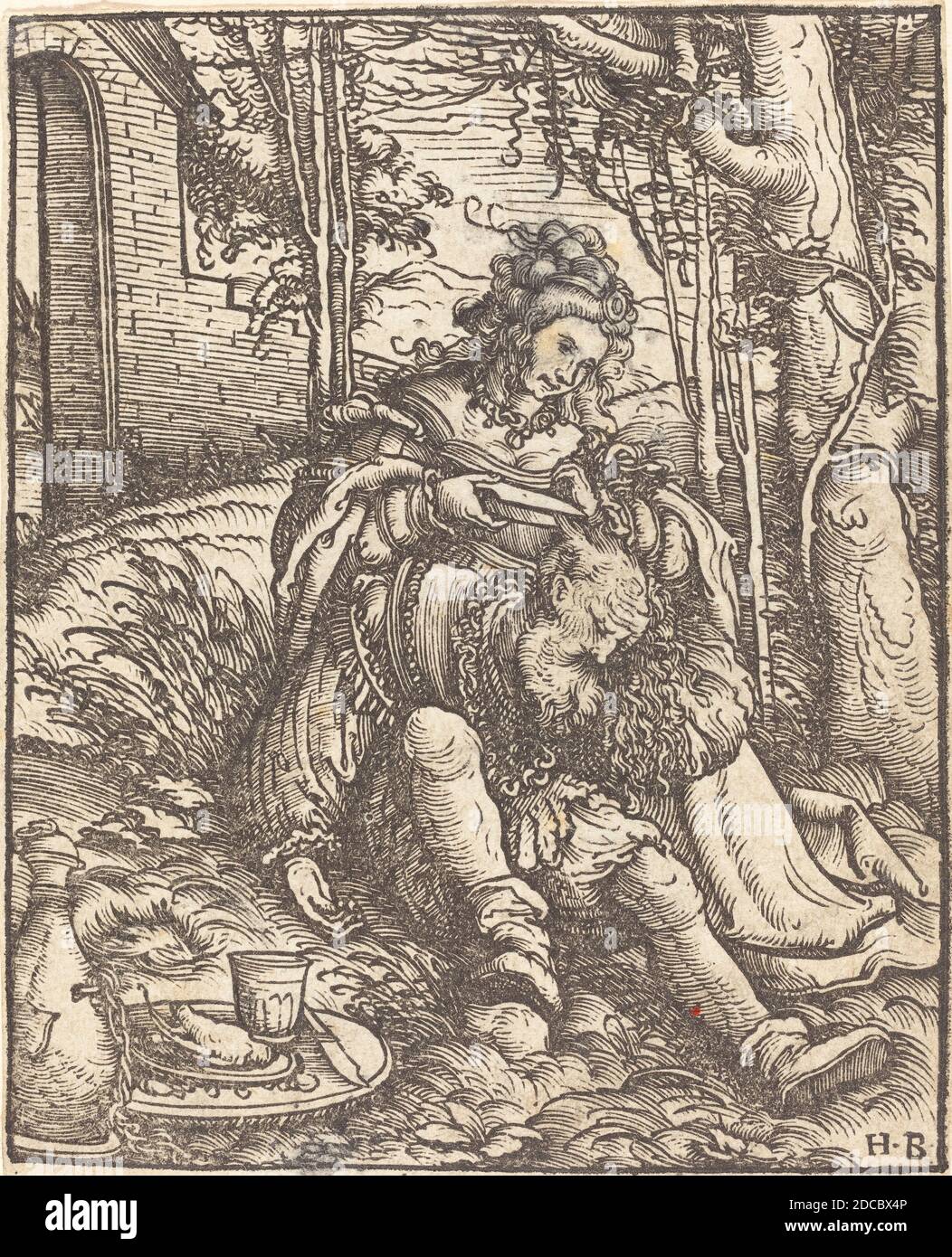 Hans Burgkmair I, (Künstler), deutsch, 1473 - 1531, Samson und Delilah, Holzschnitt Stockfoto