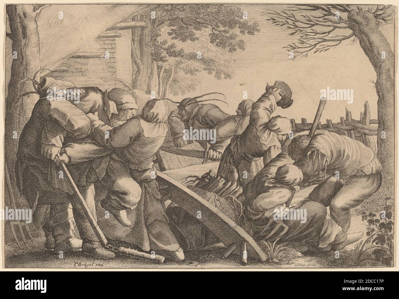 Wenceslaus Hollar, (Künstler), Böhmisch, 1607 - 1677, Pieter Bruegel der Ältere, (Künstler nach), Flämisch, c.. 1525/1530 - 1569, Brawl, 1646, Radierung, Blatt (auf Plattenmarkierung zugeschnitten): 22.1 x 32.7 cm (8 11/16 x 12 7/8 Zoll Stockfoto