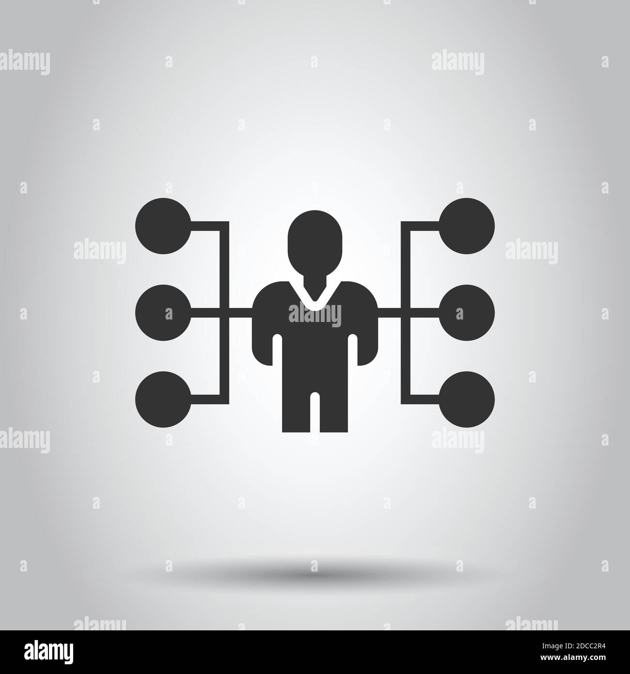 Corporate Organigramm mit Geschäftsleuten vektor Icon im flachen Stil. Menschen Zusammenarbeit Abbildung auf weißen Hintergrund. Teamarbeit business Co Stock Vektor
