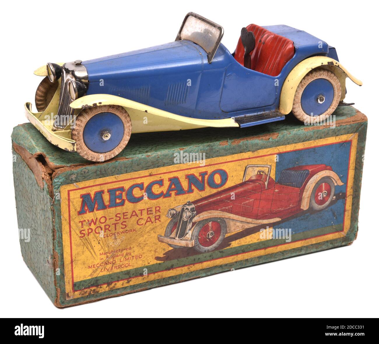 Meccano Zweisitzer-Sportwagen-Kinderspielzeug aus den 1940er Jahren Stockfoto