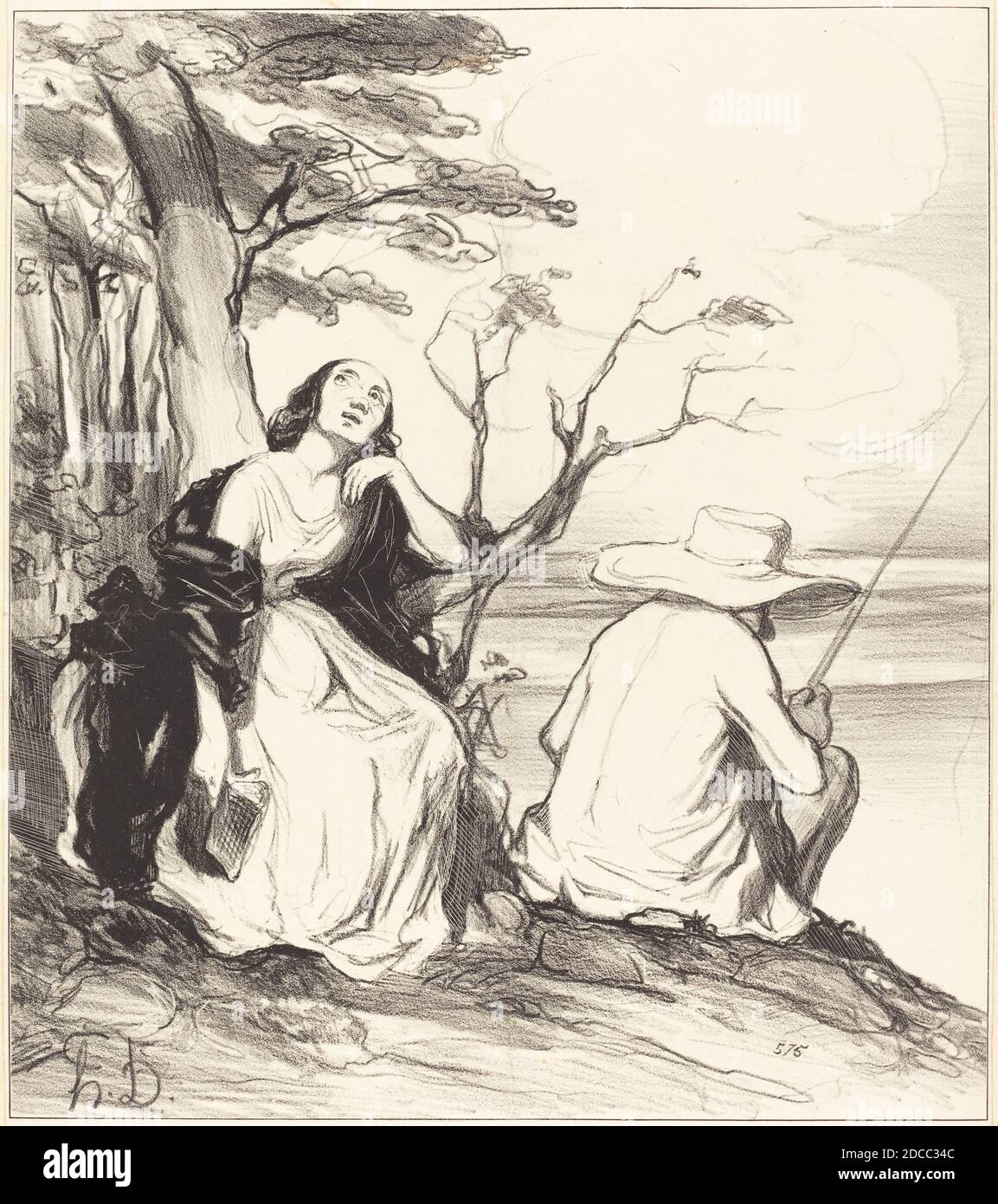 Honoré Daumier, (Künstler), französisch, 1808 - 1879, O douleur!... avoir rêvé... un époux..., Les Bas-bleus: pl. 20, (Serie), 1844, Lithographie Stockfoto
