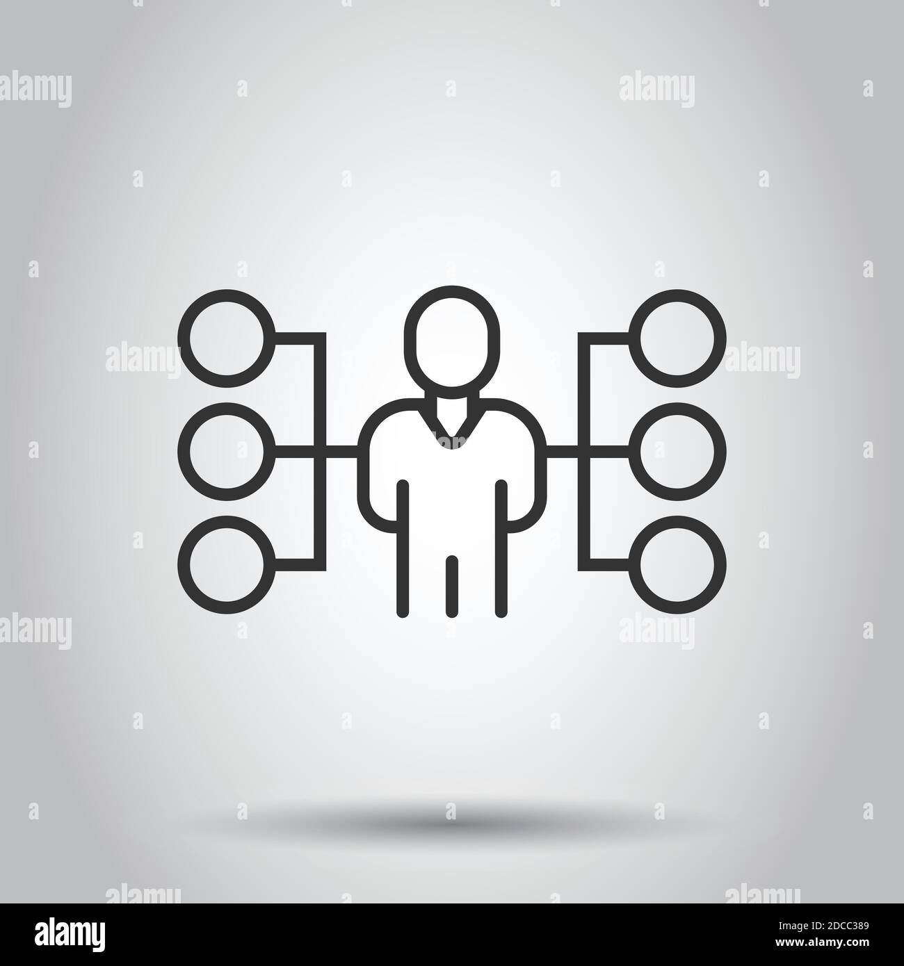 Corporate Organigramm mit Geschäftsleuten vektor Icon im flachen Stil. Menschen Zusammenarbeit Abbildung auf weißen Hintergrund. Teamarbeit business Co Stock Vektor