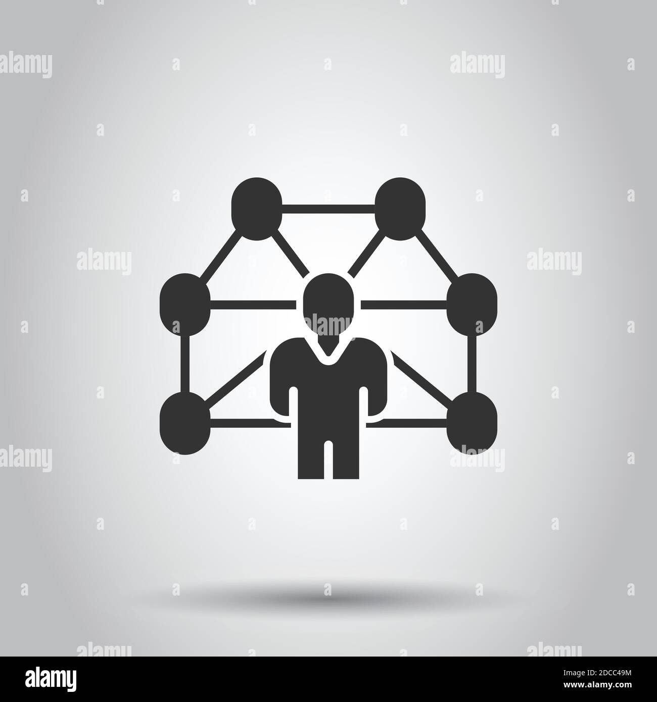 Corporate Organigramm mit Geschäftsleuten vektor Icon im flachen Stil. Menschen Zusammenarbeit Abbildung auf weißen Hintergrund. Teamarbeit business Co Stock Vektor