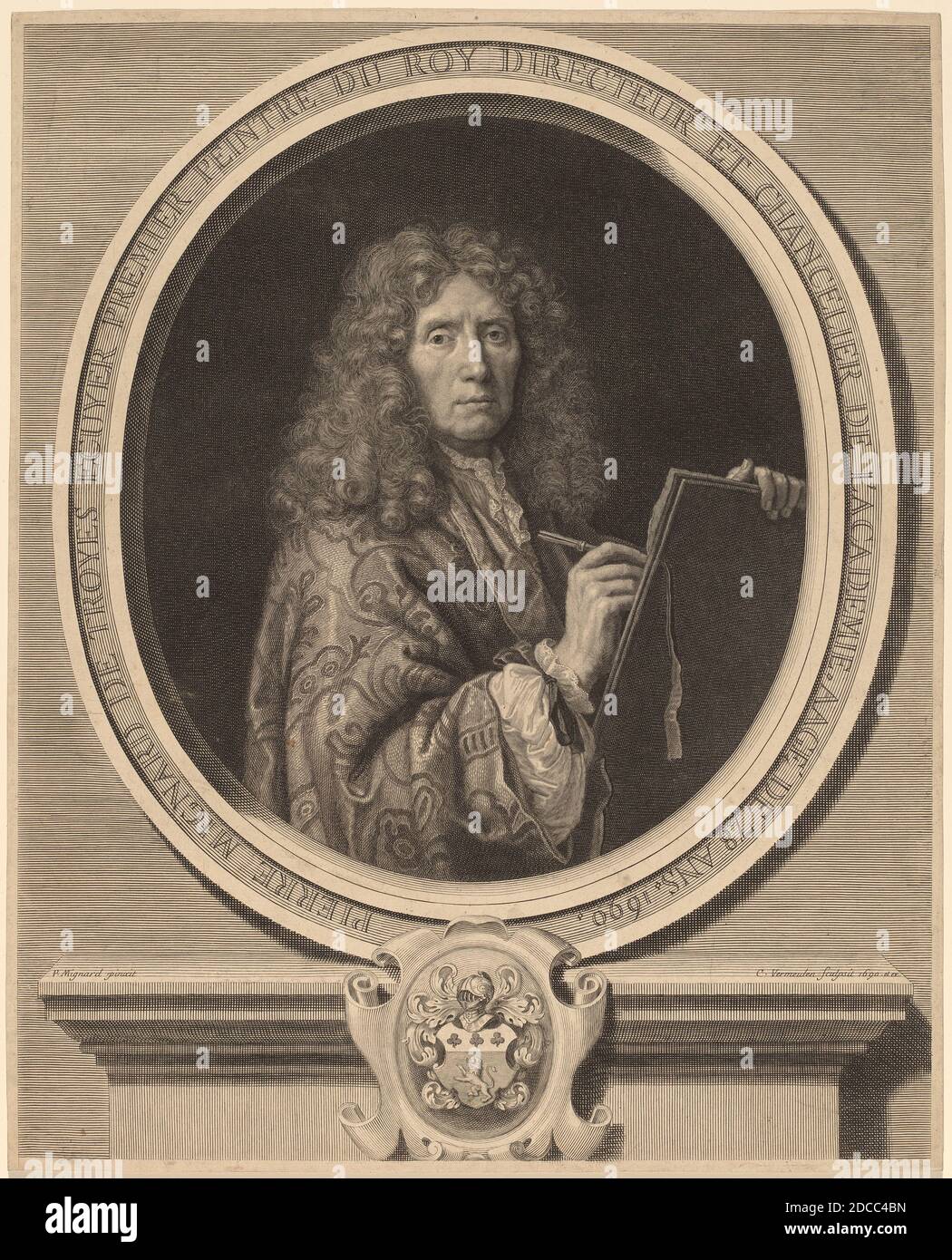 Cornelis Vermeulen, (Künstler), Flämisch, 1644 - 1708/1709, Pierre Mignard I, (Künstler nach), Französisch, 1612 - 1695, Pierre Mignard, 1690, Gravur und Radierung auf Büttenpapier, Blatt (auf Plattenmarke zugeschnitten): 43.3 x 34.9 cm (17 1/16 x 13 3/4 Zoll Stockfoto