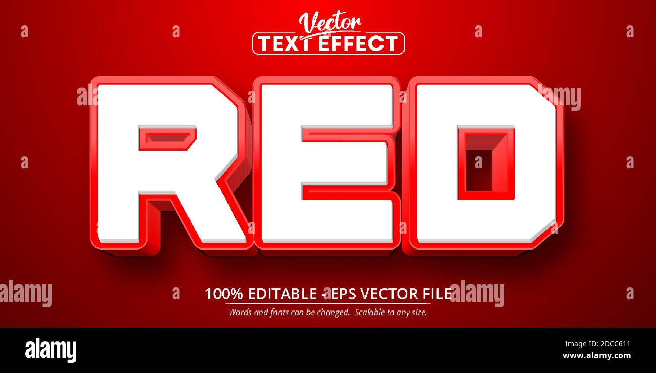 Roter Text, Zeichentrickstil editierbarer Texteffekt Stock Vektor