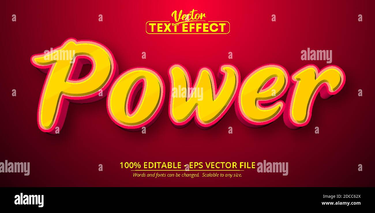 Power Text, Cartoon-Stil editierbaren Texteffekt Stock Vektor
