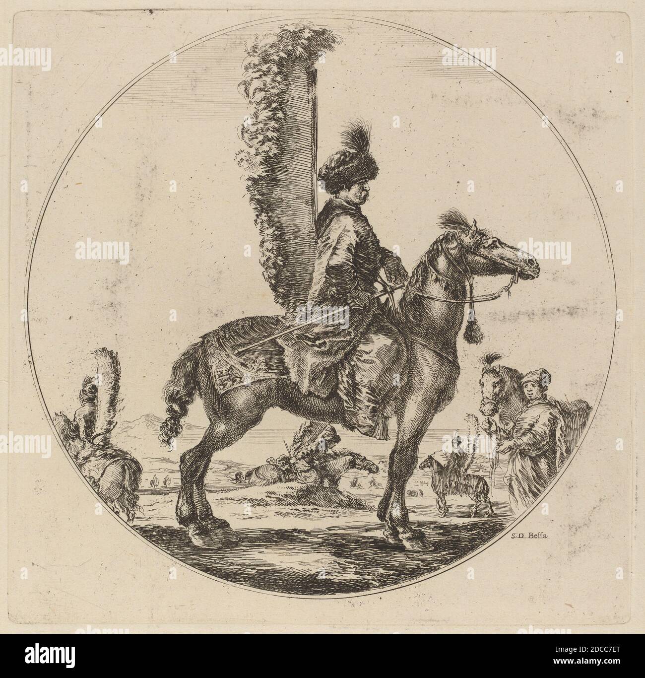 Stefano della Bella, (Künstler), Florentine, 1610 - 1664, polnischer Hussar, Quadreria Medicea, Bd.3, (Band), Radierung auf Büttenpapier Stockfoto