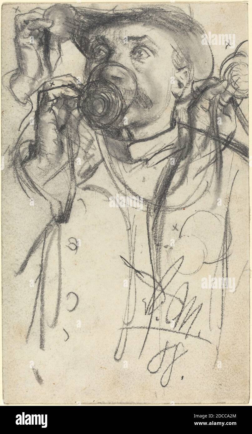 Adolph Menzel, (Künstler), Deutsch, 1815 - 1905, Studies of a man Drinking, 1888, Graphit auf Wove-Papier, insgesamt: 20.2 x 12.4 cm (7 15/16 x 4 7/8 Zoll Stockfoto