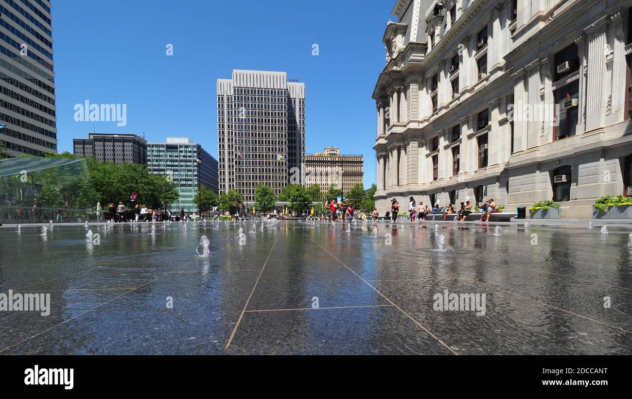 Brunnen im Dilworth Park. Stockfoto