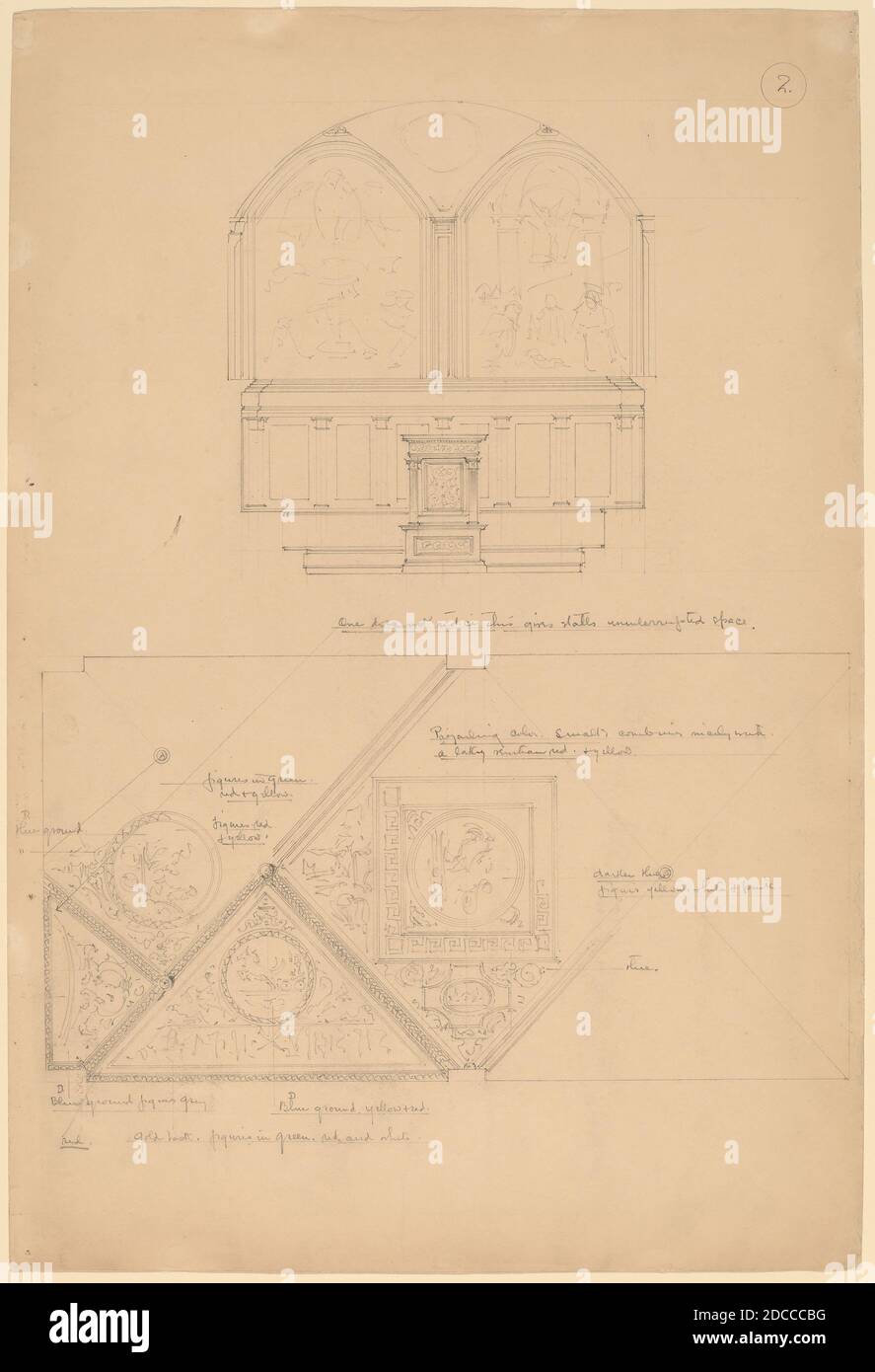 John Russell Pope, (Künstler), Amerikaner, 1874 - 1937, Studie eines Altars und Deckenplatten, Architekturstudien, (Serie), 1896, Graphit, insgesamt: 48.4 x 32.8 cm (19 1/16 x 12 15/16 Zoll Stockfoto