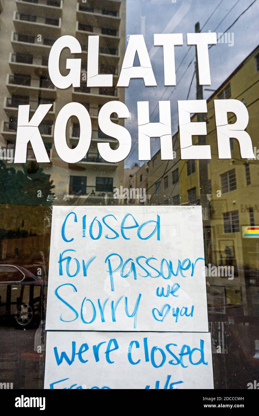 Miami Beach, Florida, 6th Street Glatt Kosher, Lebensmittelgeschäft geschlossen Passahfest, religiöser Feiertag, jüdisch-hebräisch, Stockfoto
