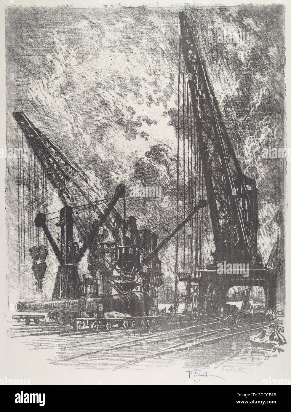 Joseph Pennell, (Künstler), Amerikaner, 1857 - 1926, Taking the Big Gun Away, English war Work, (Serie), 1916, Lithographie Stockfoto