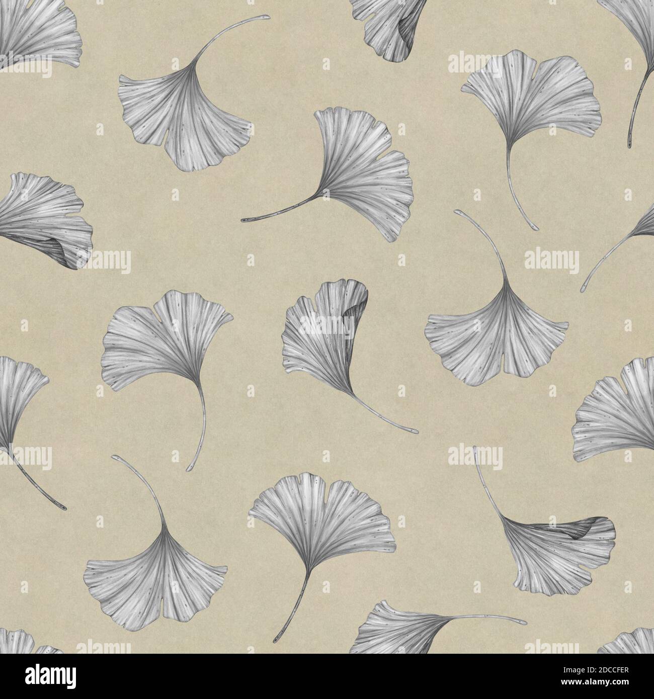 Nahtloses Muster mit Blättern von Ginkgo Biloba. Blumenhintergrund Stockfoto