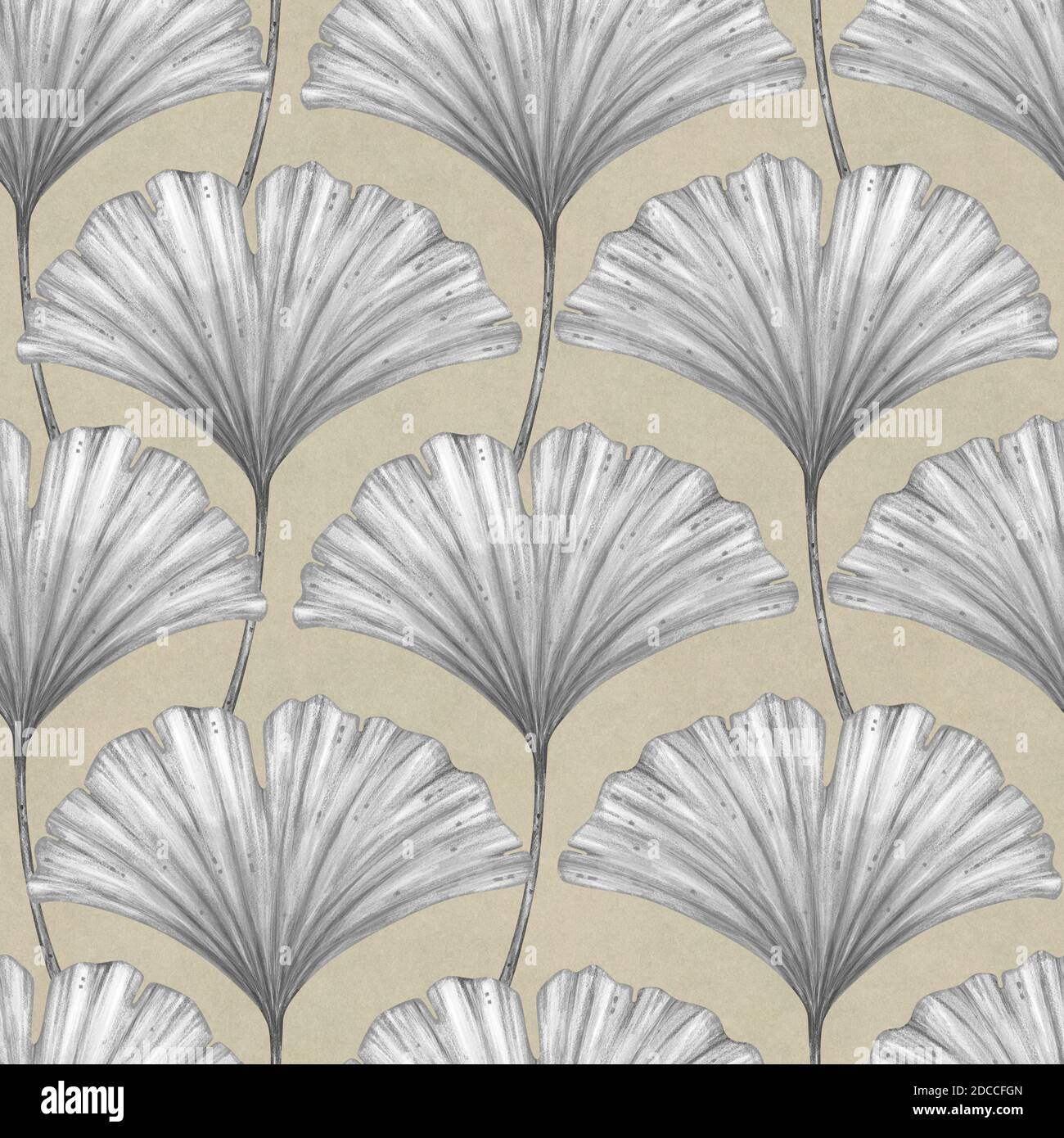Nahtloses Muster mit Blättern von Ginkgo Biloba. Blumenhintergrund Stockfoto