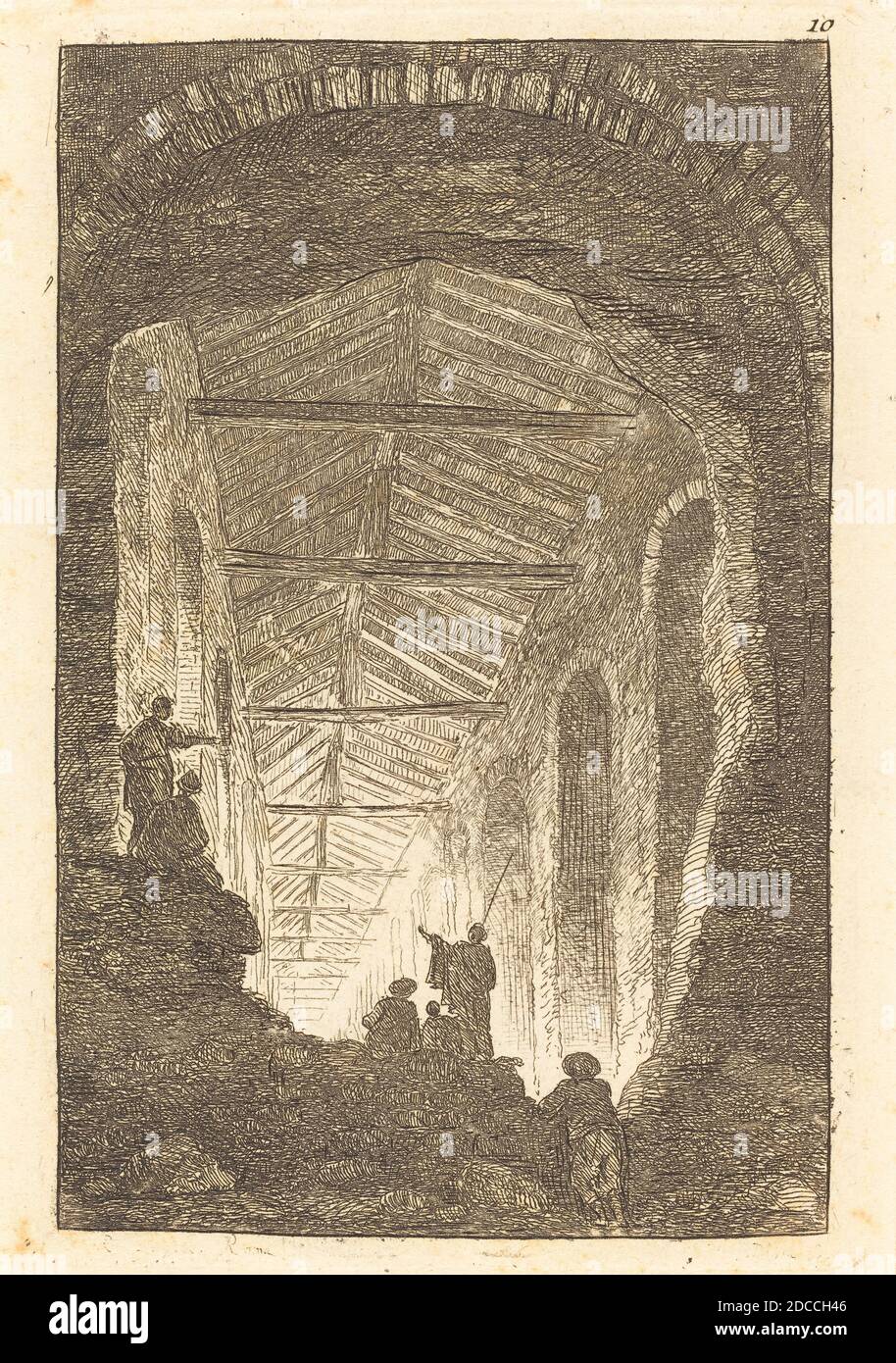 Hubert Robert, (Künstler), Französisch, 1733 - 1808, The Ancient Gallery, Les Soirees de Rome (Abende in Rom):pl.10, (Serie), Radierung Stockfoto