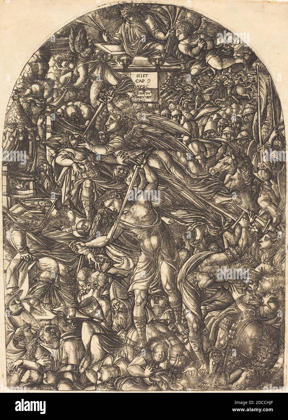 Jean Duvet, (Künstler), Französisch, 1485 - c. 1570, The Angel Sounding the Sixth Trumpet, L'Apocalypse figurée, (Serie), 1546/1556, Gravur Stockfoto