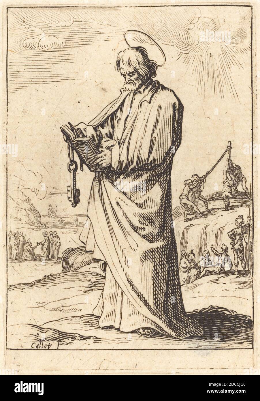 Jacques Callot, (Künstler), Französisch, 1592 - 1635, der Apostel Petrus, Radierung Stockfoto