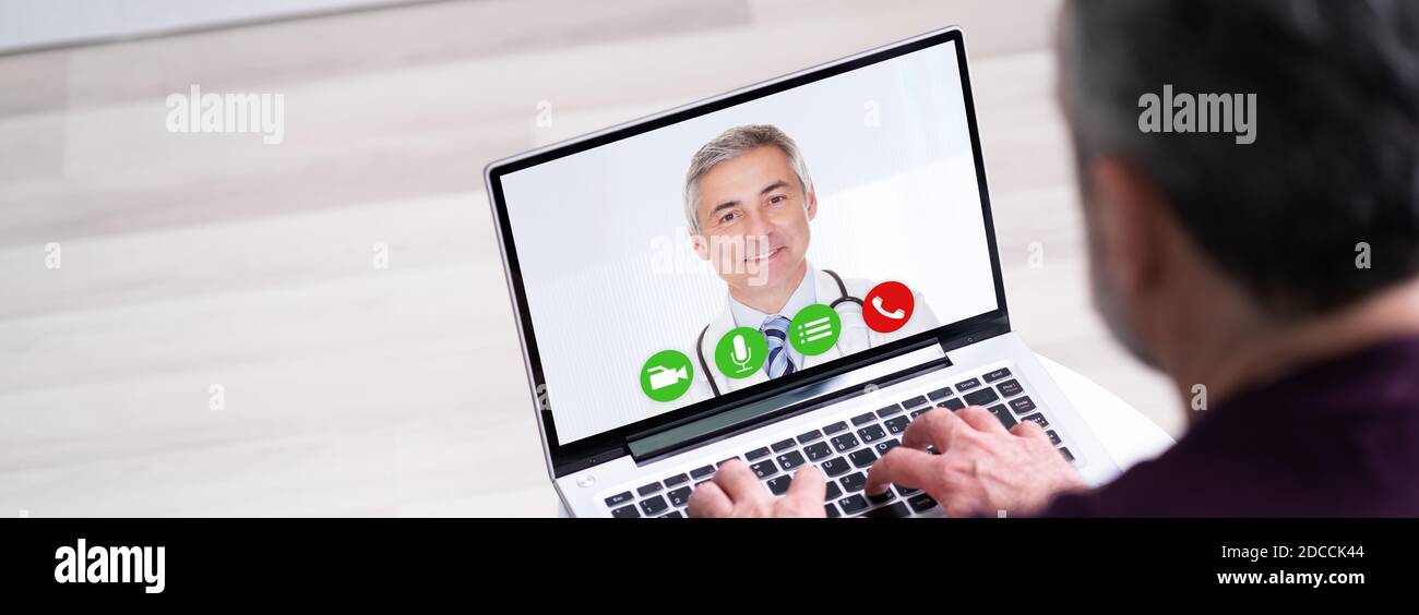 Videokonferenz Mit Arzt. Online-Web-Chat Stockfoto