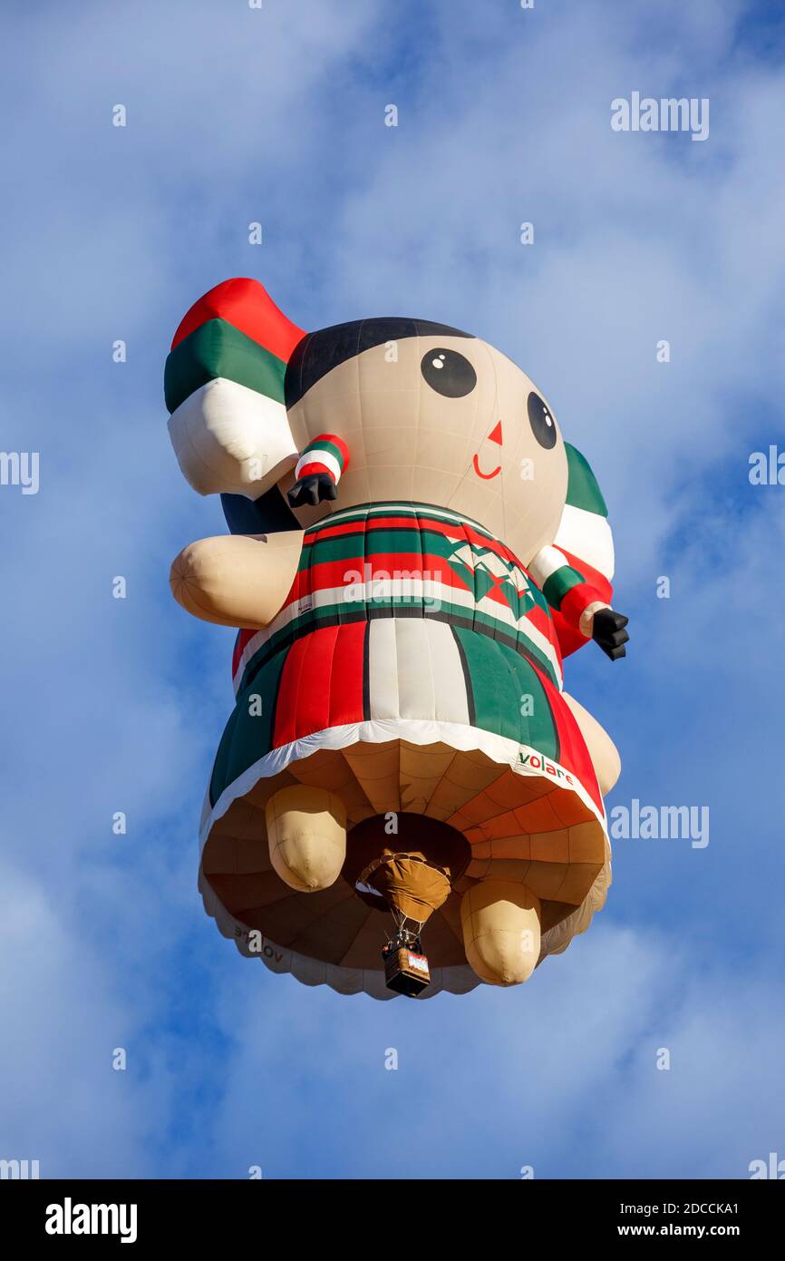 Mexikanische Puppe, spezielle Form Heißluftballon, Albuquerque International Balloon Fiesta, Albuquerque, New Mexico USA Stockfoto