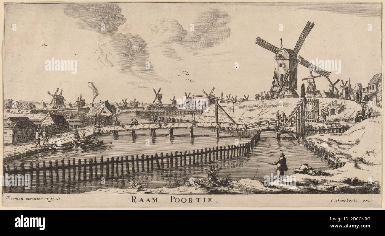 Reinier Nooms, genannt Zeeman, (Künstler), Niederländisch, 1623 oder 1624 - 1664, Raam Gate (Raam Poortie), The Eight Gates of Amsterdam, (Serie), Radierung Stockfoto