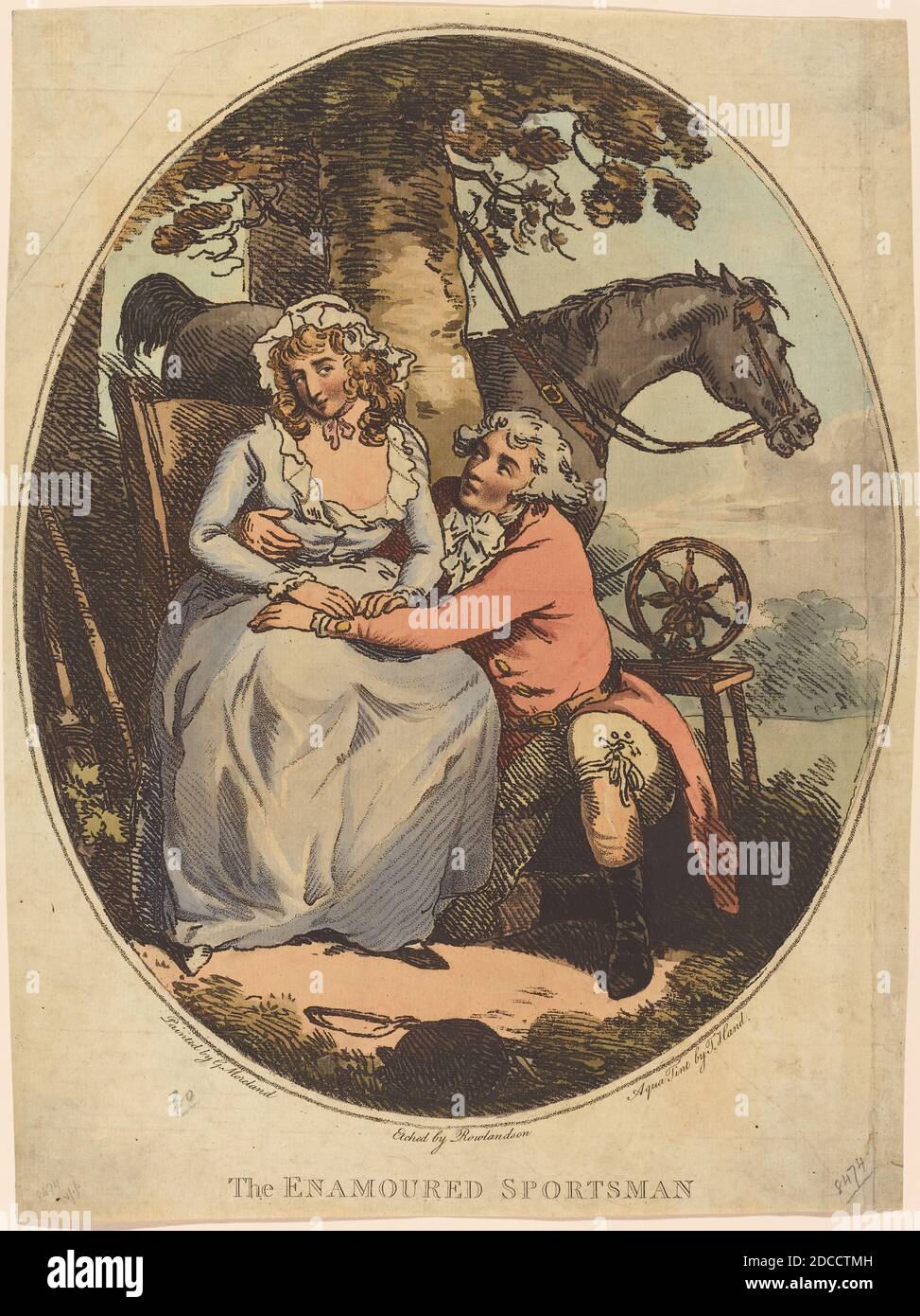 Thomas Rowlandson, (Künstler), britisch, 1756 - 1827, der verliebte Sportler, handkolorierte Radierung Stockfoto