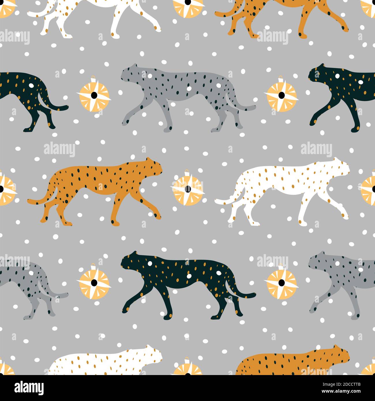 Nahtloses Muster mit Geparden, Leoparden. Vektorgrafik Stock Illustration Stock Illustration. Afrika, Weihnachten, Nahtloses Muster, Tier Wildl Stock Vektor
