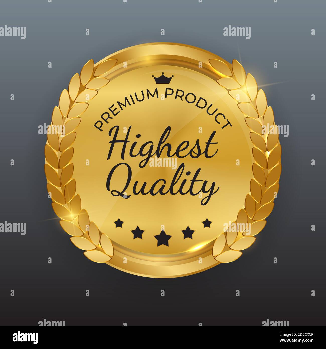 Golden Label Zeichen Höchster Qualität. Vektorgrafik Stock Vektor