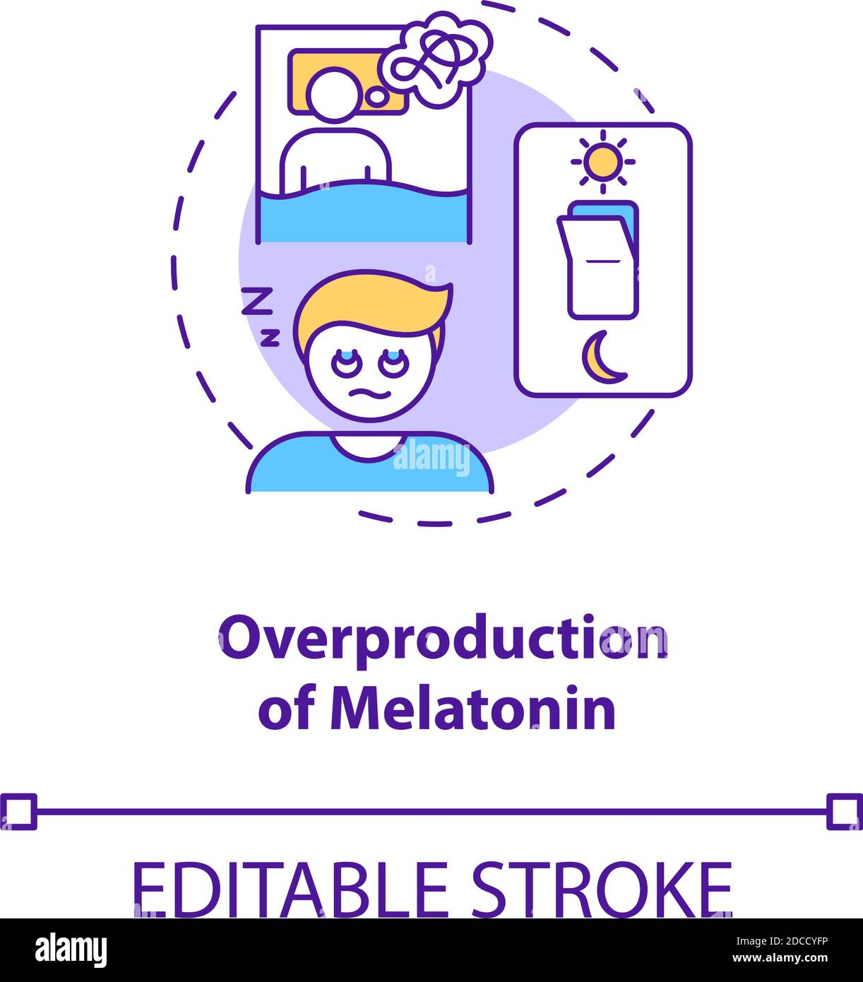 Symbol für Melatonin-Überproduktion Stock Vektor