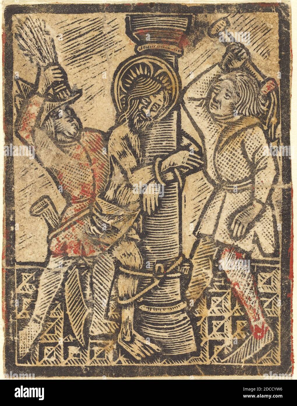 Deutsche 15. Jahrhundert, (Künstler), die Flagge, 1470/1480, Metallschnitt, handfarbig in rot und gelb Stockfoto