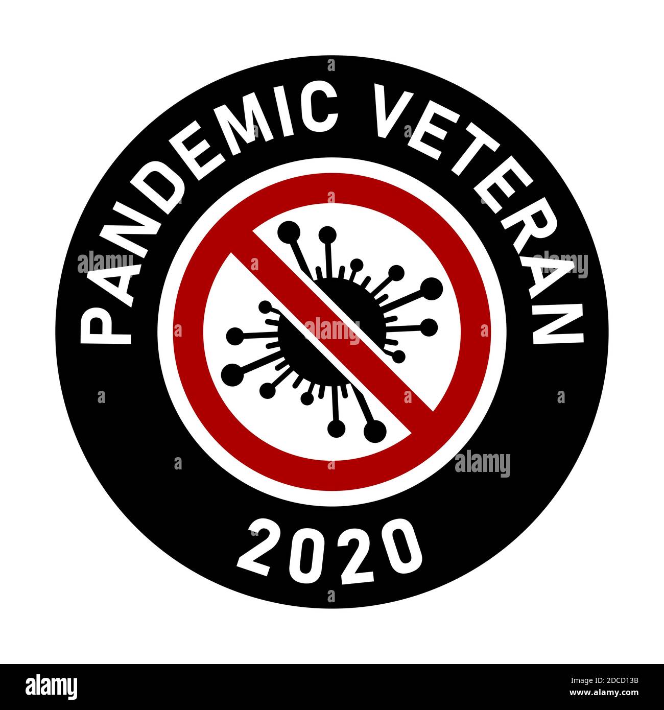 Pandemieveteran Coronavirus Rundes Abzeichen oder Aufklebersymbol für Aufkleberschilder. Vektorbild. Stock Vektor