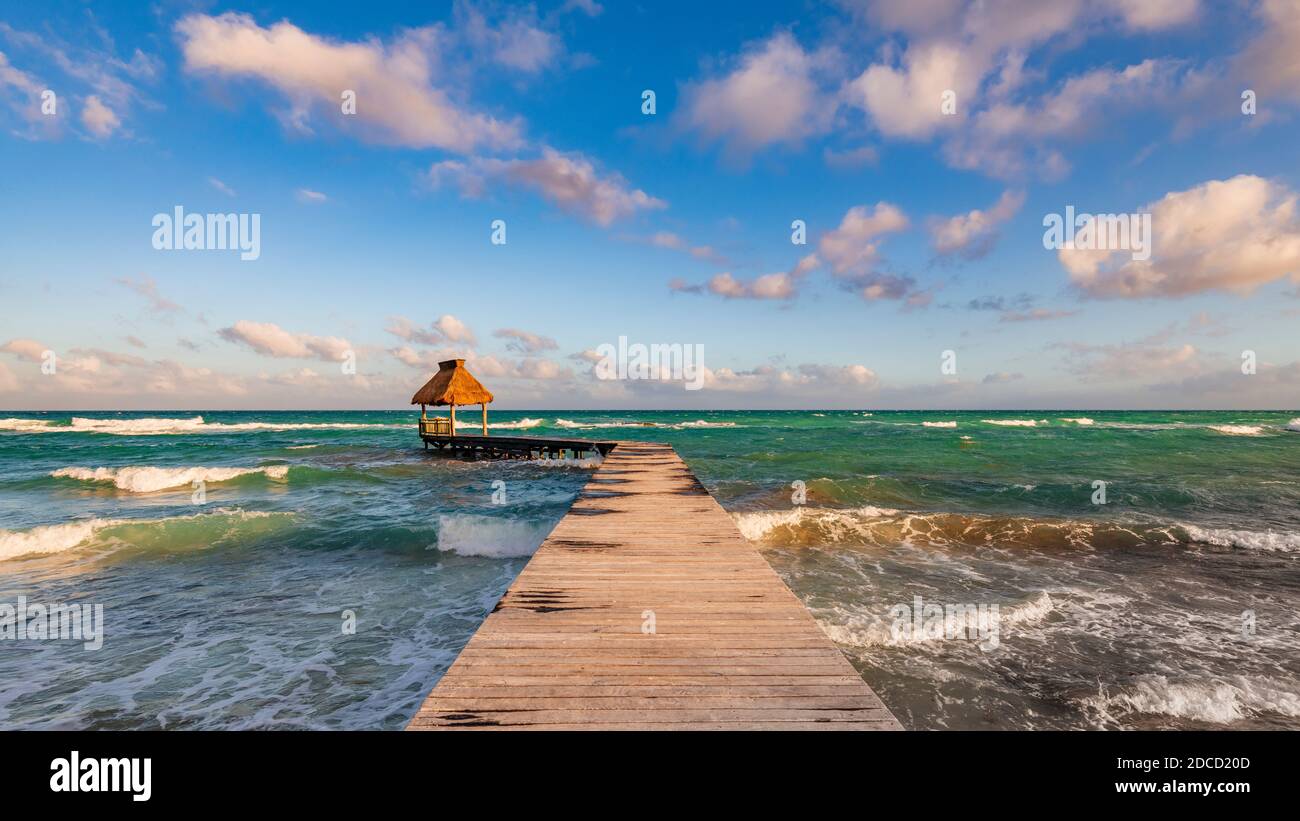 Ocean Jetty, Riviera Maya, Mexiko. Stockfoto