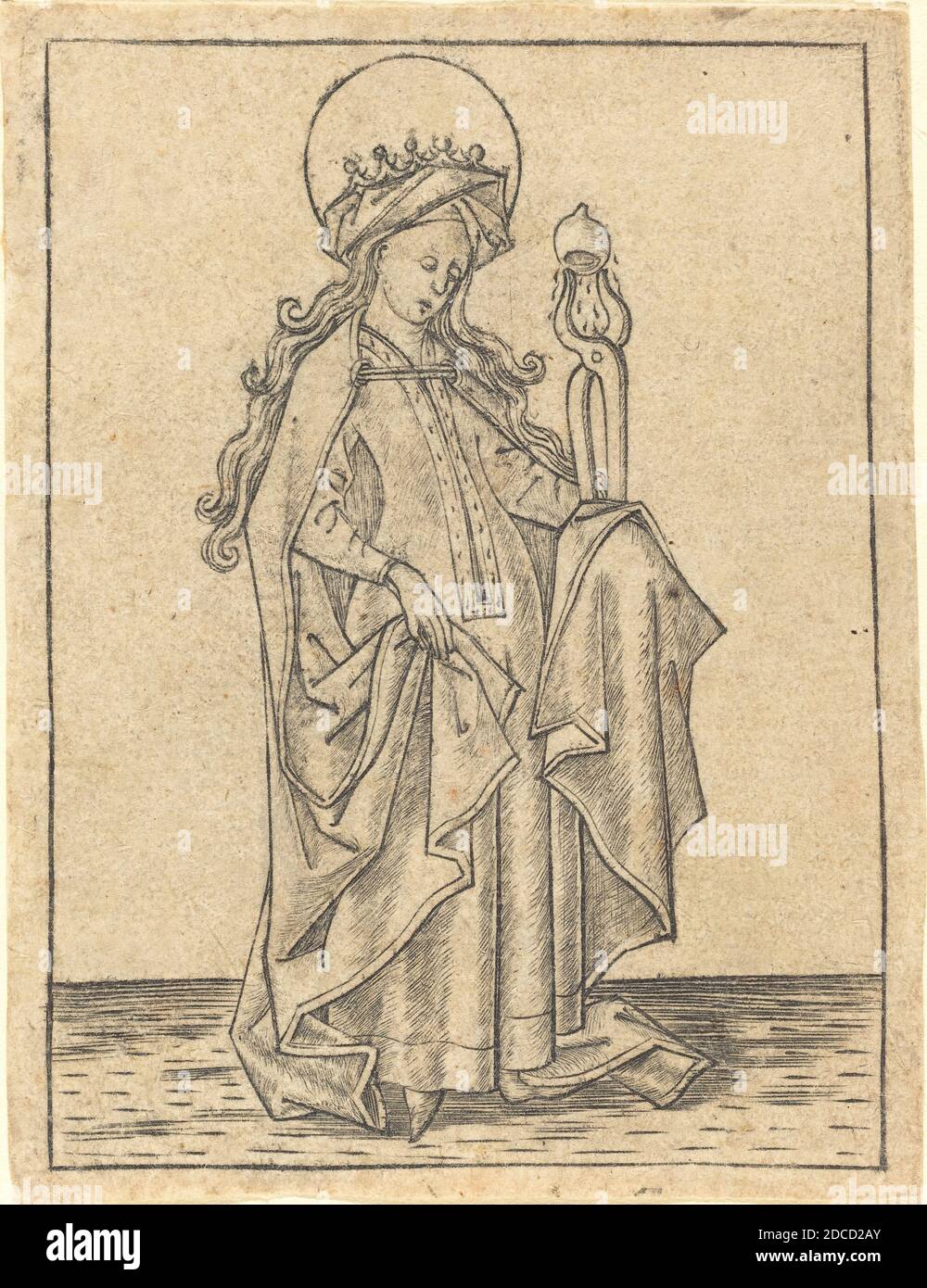 Israelhel van Meckenem, (Künstler), Deutsch, c. 1445 - 1503, Saint Agatha, c. 1465, Gravur Stockfoto