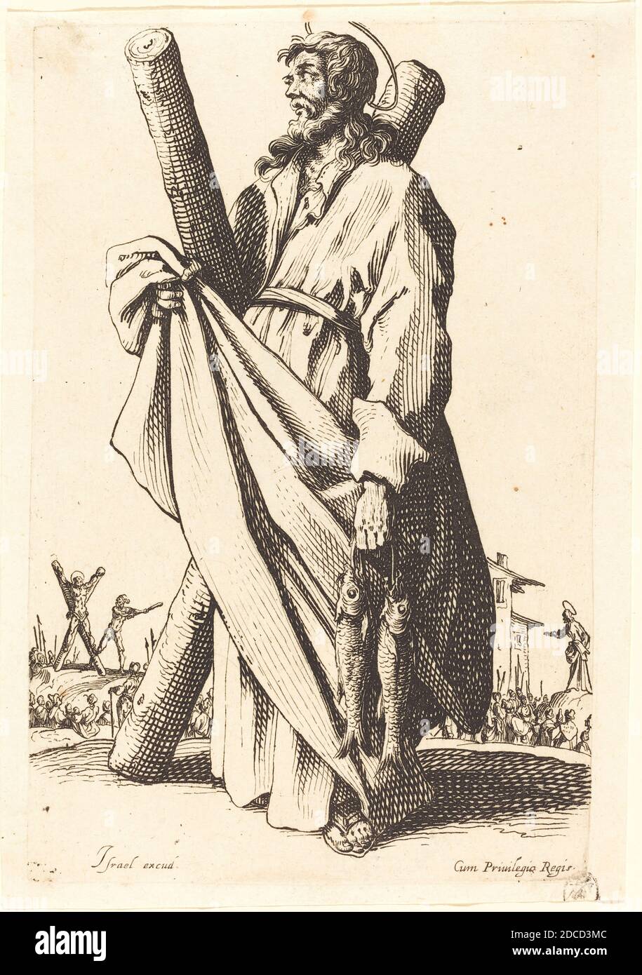 Jacques Callot, (Künstler), Französisch, 1592 - 1635, Saint Andrew, die großen Apostel, (Serie), veröffentlicht 1631, Radierung Stockfoto