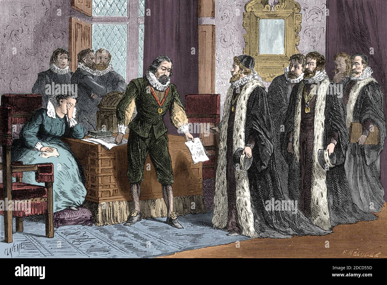 Francis Bacon gesteht dem Parlament 1621 Stockfoto