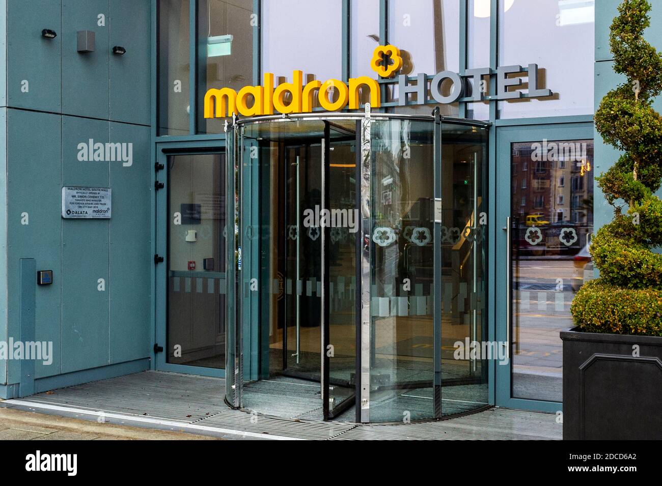 Eingang des Maldron Hotels, South Mall, Cork, Irland. Stockfoto
