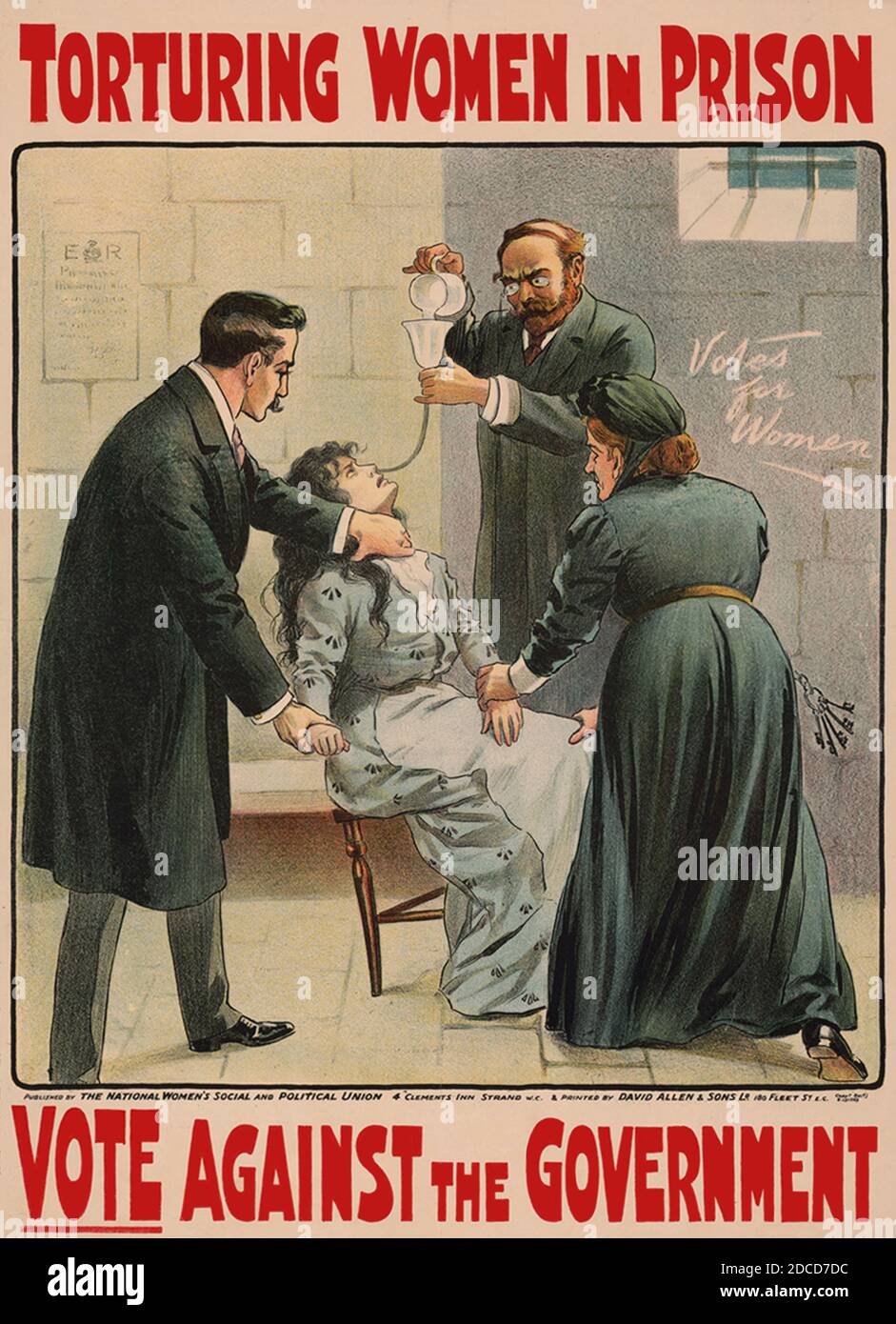 Hungerstreik Im Gefängnis, Suffragette Force Fed Stockfoto