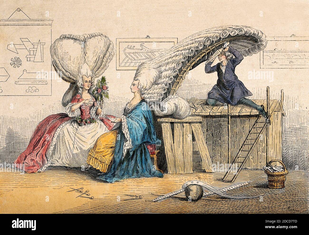 Perücken, satirischer Druck, 18. Jahrhundert Stockfoto