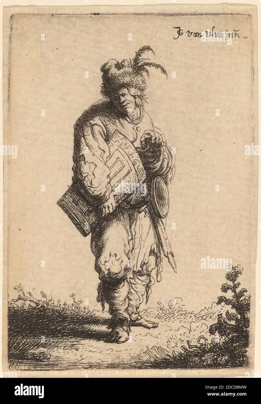 Johannes van Vliet, (Künstler), Holländer, geb. 1610, The Hurdy-Gurdy Player, Beggars, (Serie), 1632, Radierung Stockfoto