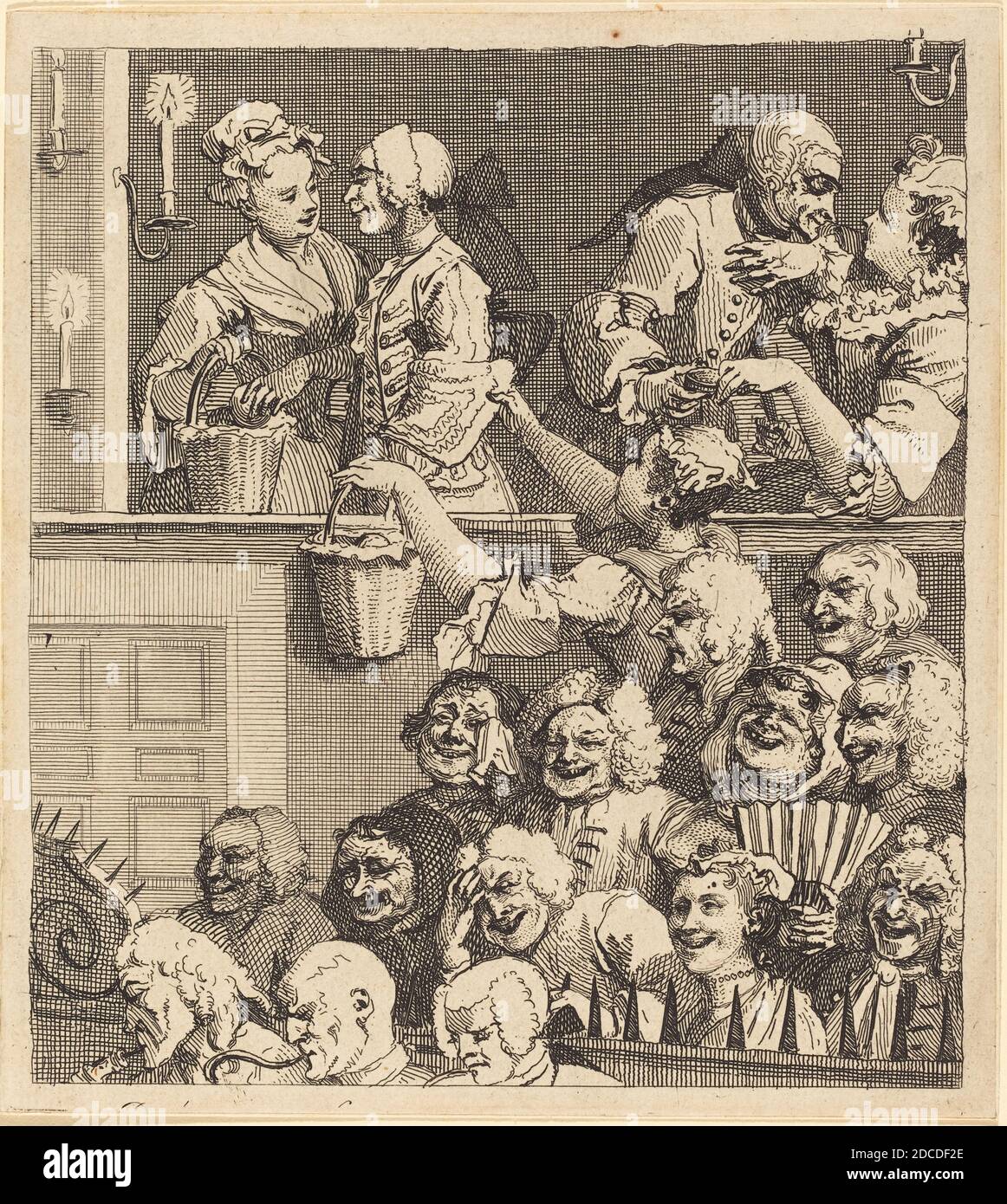 William Hogarth, (Künstler), Englisch, 1697 - 1764, The laching Audience, 1733, Radierung Stockfoto