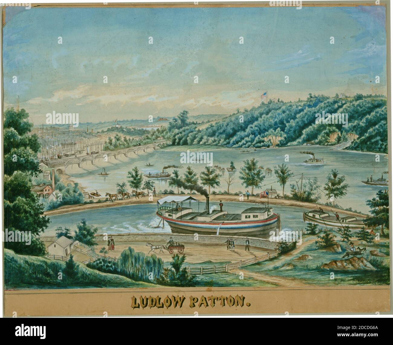 American 19. Jahrhundert, (Künstler), die Ludlow Patton, c. 1875, Stift und Tinte mit Aquarell, insgesamt: 45 x 61.2 cm (17 11/16 x 24 1/8 Zoll), Unterstützung: 49.7 x 61.3 cm (19 9/16 x 24 1/8 Zoll), gerahmt: 58.4 x 69.8 x 3.1 cm (23 x 27 1/2 x 1 1/4 Zoll Stockfoto